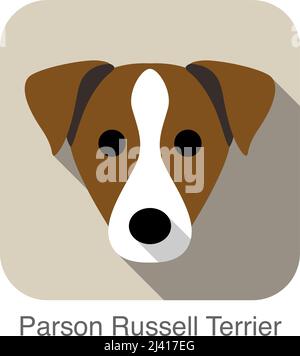 Parson Russell Terrier Gesicht flache Ikone, Hundeserie Stock Vektor