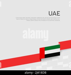 Farbband der Flagge der Vereinigten arabischen emirate auf weißem Hintergrund. Hintergrund mit Flagge der vae. Geschäftsbroschüre. Patriotisches Banner der Vereinigten Arabischen Emirate, Cover. Nation Stock Vektor