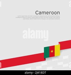 Hintergrund der Kamerun-Flagge. Staatliches patriotisches Banner, Cover. Farbband Flagge von kamerun auf weißem Hintergrund. Nationales Plakat. Vektor dreifarbig flach Stock Vektor