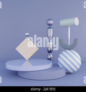 3D geometrisches leeres Podium für Produktpalzement. Modellständer Stockfoto