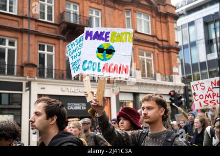 Extinction Rebellion beginnt eine Woche der Aktion, um die Klimanotstand und die Notwendigkeit zu betonen, fossile Brennstoffe als Energiequelle zu beenden Stockfoto