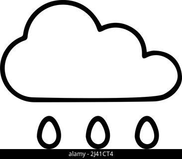 Rainy Cloud Thin Line Symbol isoliert auf weißem Hintergrund - Vektor-Illustration Stock Vektor