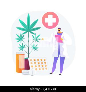 Medizinisches Marihuana abstraktes Konzept Vektor Illustration. Medizinisches Cannabis, Cannabinoide Medikamente, Krankheiten und Bedingungen Behandlung, Krebs Schmerzlinderung, h Stock Vektor