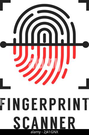 Einfaches Symbol für linearen Fingerabdruckscanner Stock Vektor