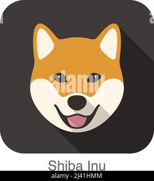 Shiba Inu Hund Gesicht cartoon flache Icon-Design, Kopf des Hundes, Hunderasse niedlichen Design. Stock Vektor