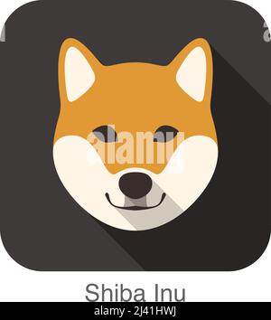 Shiba Inu Hund Gesicht Cartoon flache Icon-design Stock Vektor