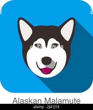 Alaskan Malamute Hund Charakter, Dog Breed Serie Stock Vektor