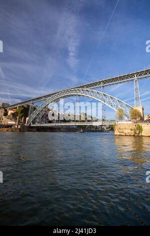 Brücke Luís I (Ponte Luís I) über den Douro-Fluss, Vila Nova de Gaia, Porto, Portugal, Europa Stockfoto