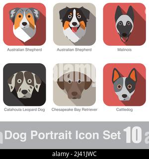 Dog Face Portrait Icon Designserie Stock Vektor