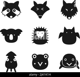 Tierische flache Gesichtssymbol, Vektor Stock Vektor