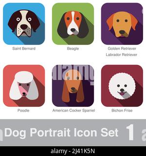 Dog Face Portrait Icon Designserie Stock Vektor