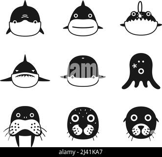 Tierische flache Gesichtssymbol, Vektor Stock Vektor