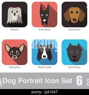 Dog Face Portrait Icon Designserie Stock Vektor