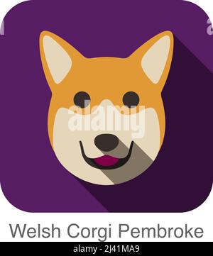 Welsh Corgi Pembroke Hundegesicht flaches Design Stock Vektor