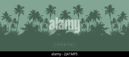 Tropische Palme Silhouette Hintergrund Sommer Urlaub Design Stock Vektor