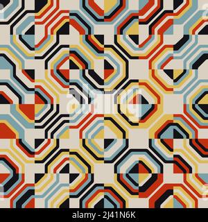Line Art abstrakte Vektormuster-Kunstwerke mit verschiedenen geometrischen Formen und linearen Elementen. Minimales Grafikdesign für Poster, Cover, Kunst, Prese Stock Vektor