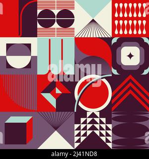 Abstraktes Muster Grafikdesign inspiriert von der Ästhetik der Moderne Kunst mit kühnen geometrischen Formen und abstrakten Figuren für Poster, Cover, Kunst, PR Stock Vektor