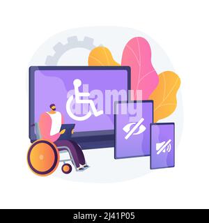 Electronic Accessibility Abstract Concept Vector Illustration. Zugang zu Websites, elektronische Geräte für behinderte Menschen, Kommunikationstechnik Stock Vektor