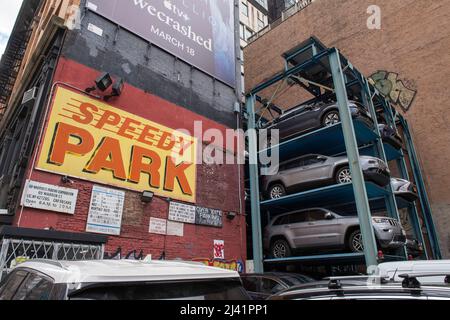 Easy Park an der Warren Street in Manhattan, New York City, USA Stockfoto