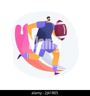 Rugby abstraktes Konzept Vektor-Illustration. American Football, Profispieler, Spielplatzarena, Trainingsgeräte, Matchball, Weltcup-Liga Stock Vektor