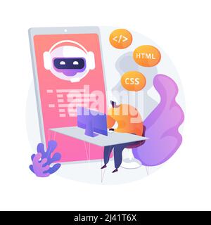 Java-Entwickler. Smartphone-Software. JavaScript-Codierung, Schreiben Anwendung, css-Programmierung. Manipulation des HTML-Quellcodes. Mobilprogramm. Vector isola Stock Vektor