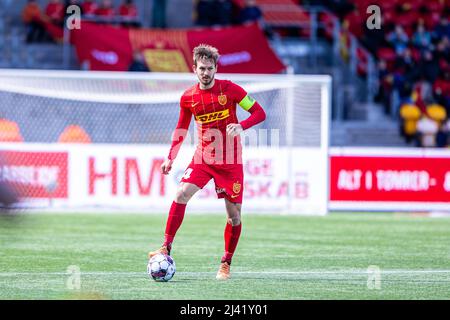 Farum, Dänemark. 10., April 2022. Kian Hansen (4) vom FC Nordsjaelland wurde beim Superliga-Spiel 3F zwischen dem FC Nordsjaelland und Aarhus GF rechts im Dream Park in Farum gesehen. (Bildnachweis: Gonzales Photo - Dejan Obretkovic). Stockfoto