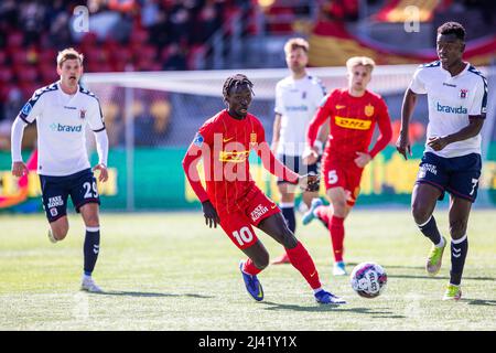 Farum, Dänemark. 10., April 2022. Mohammed Diomande (10) vom FC Nordsjaelland, der beim Superliga-Spiel 3F zwischen dem FC Nordsjaelland und Aarhus GF rechts im Dream Park in Farum zu sehen war. (Bildnachweis: Gonzales Photo - Dejan Obretkovic). Stockfoto