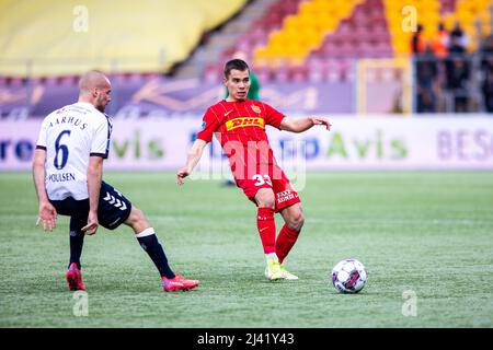 Farum, Dänemark. 10., April 2022. Leo Walta (33) vom FC Nordsjaelland wurde beim Superliga-Spiel 3F zwischen dem FC Nordsjaelland und Aarhus GF rechts im Dream Park in Farum gesehen. (Bildnachweis: Gonzales Photo - Dejan Obretkovic). Stockfoto