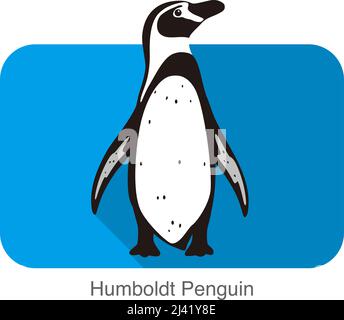 Humboldt-Pinguin stehende flache Symbol Vektor-illustration Stock Vektor