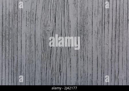 Textur der alten bemalten Holzoberfläche mit grauer Farbe. Heller Holztisch. Speicherplatz Kopieren. Stockfoto