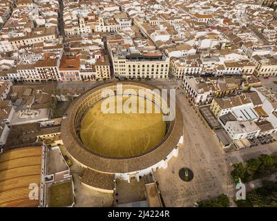 Luftaufnahme der Plaza de Toros de Ronda, Spanien Stockfoto
