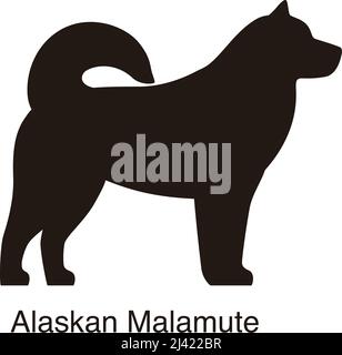 Alaskan Malamute Hund Kontur, Seitenansicht, Vektor-illustration Stock Vektor