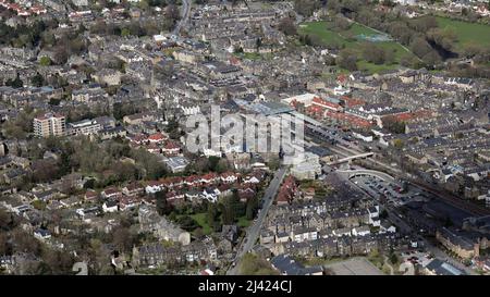 Luftaufnahme des Stadtzentrums von Ilkley, Yorkshire Stockfoto