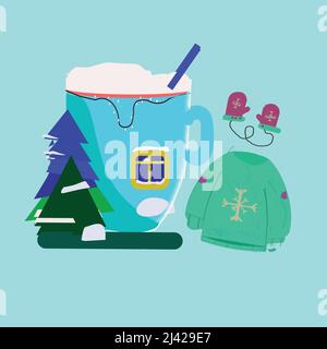 Lustige Zeichentrickfigur. Niedliche Tasse Soda. Farbenfrohe Vektorgrafik Stock Vektor