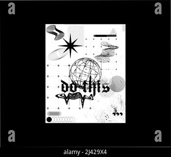 Brutalismus Schwarz-Weiß-Grafikdesign für Poster, Cover, Flyer Stock Vektor