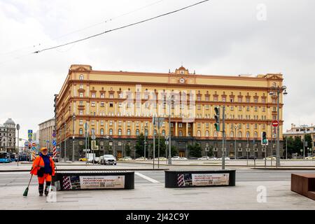 Moskau, Russland -02. März 2022, das Gebäude des Föderalen Sicherheitsdienstes von Russland. Lubyanskaya-Platz, Stockfoto