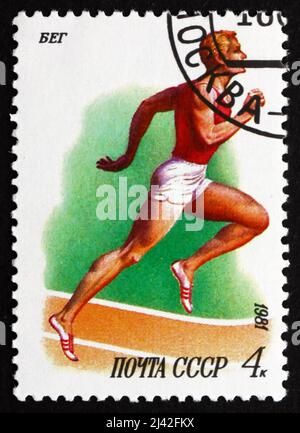 Russland - ca. 1981: eine Briefmarke gedruckt in Russland zeigt, laufen, Sport, ca. 1981 Stockfoto