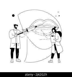 Lippeninjektionen abstrakte Konzept Vektor-Illustration. Füller kosmetische Verfahren, prall Lippen Methode, Hyaluronsäure, verbessern Aussehen, Gesichtskunststoff Stock Vektor