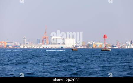 Blick auf den Hafen von Jeddah, Saudi-Arabien Stockfoto