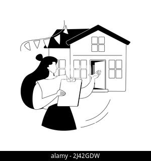 Open House abstrakte Konzept Vektor Illustration. Offen für Inspektion Eigenschaft, Haus zum Verkauf, Immobilien-Service, potenzielle Käufer, zu Fuß durch, hous Stock Vektor