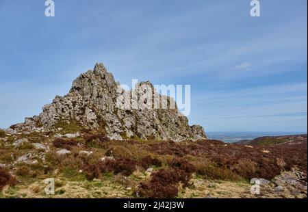 Des Teufels Stuhl, Stiperstones, Shropshire Stockfoto