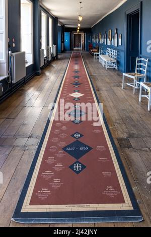 Die Long Gallery in Hartlebury Castle in Worcestershire, England. Stockfoto