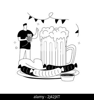Beer fest abstrakte Konzept Vektor Illustration. Straßenbrauen, Bier- und Musikfestival, Spaß im Freien, Craft Drink, Straßenparty, gesellschaftliche Veranstaltung, Genießen Sie e Stock Vektor