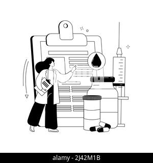 Diabetesmedikamente abstrakte Konzept Vektor-Illustration. Diabetes mellitus Therapie, Krankheitsbehandlung, Insulinininjektion, Spritzennadel, medizinisch ca. Stock Vektor