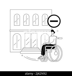 Unzugängliche Umgebungen abstrakte Konzept Vektor-Illustration. Unzugänglicher Raum, Umwelt, physische Mobilitätsbarrieren, Behindertenproblem, Stock Vektor