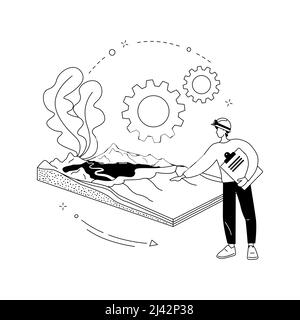 Geomorphologie abstraktes Konzept Vektor Illustration. Geomorphologie Typ, geomorphen Prozess, Erdwissenschaften, Universitätsdisziplin, Studium, geol Stock Vektor