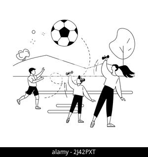 Sport Sommer Camp abstrakte Konzept Vektor Illustration. Multi-Sport-Camp, aktive Sommerzeit, sportliche Fähigkeiten, Trainingserfahrung, Geschicklichkeit entwickeln Stock Vektor