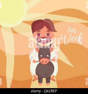 Jesus auf einem Esel Heilige Woche Vektor Stock Vektor