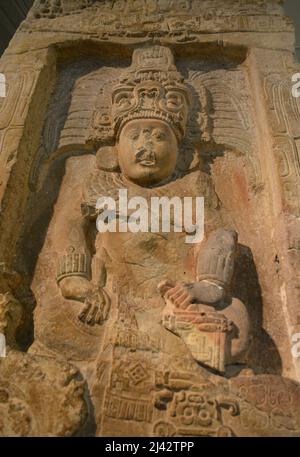 Stela 14 des Piedras Negras Guatemala, Museum der Penn State University Stockfoto