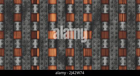 Dead man's Chest - Metall gebänderte Holzkiste für alle Ihre Piraten Beute. 3D erzeugt nahtlose Textur, High-Definition-Muster Stockfoto